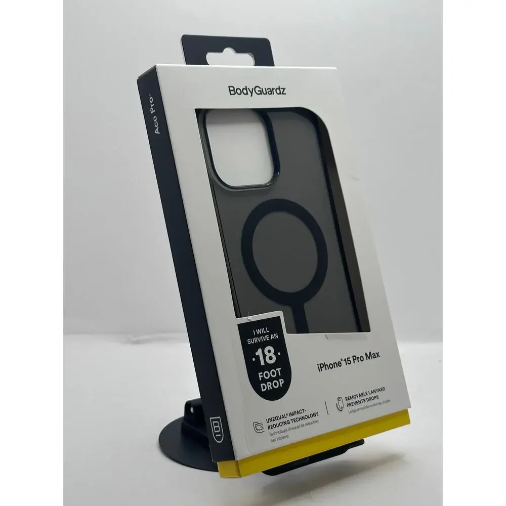 BodyGuardz Ace Pro iPhone 15 Pro Max Black Smoke MagSafe Case NWT MSRP: $50.00